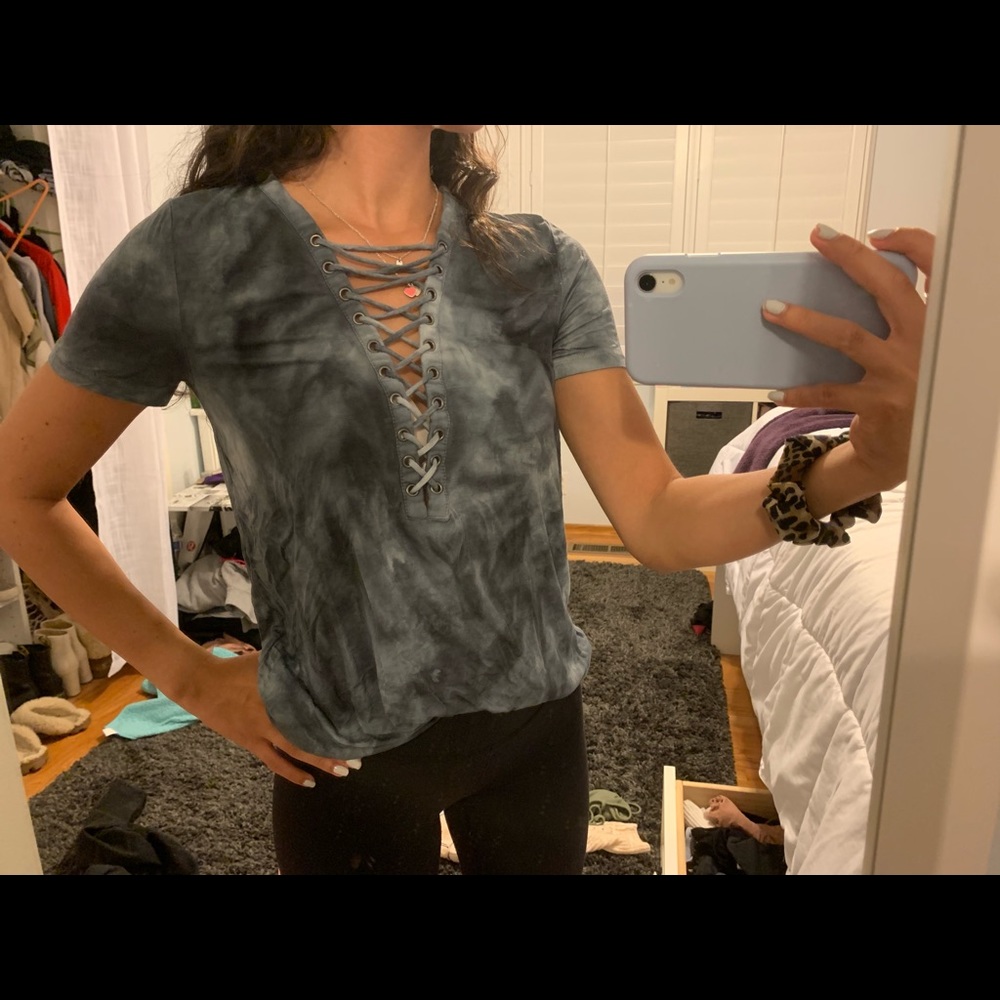 Lace up Tie Dye T-Shirt